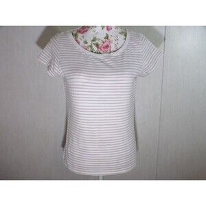 Madison Live Green Organics Womens Shirt Top Size M Medium Short Sleeve Striped